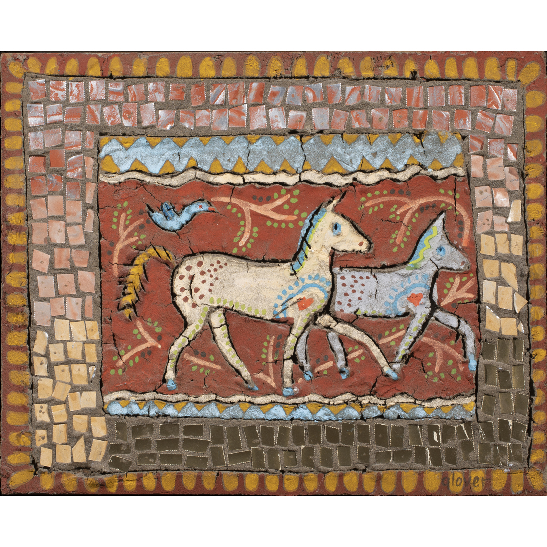 Appraisal: MOSAIC PAMELA GLOVER Pamela Glover American - Two Horses mosaic