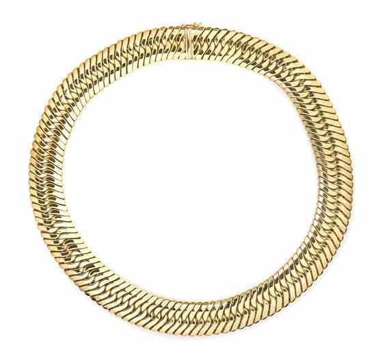 Appraisal: A Karat Yellow Herringbone Collar Necklace Italy measuring approximately mm