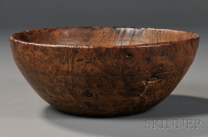 Appraisal: Burl Bowl America th century turned bowl with incised collar