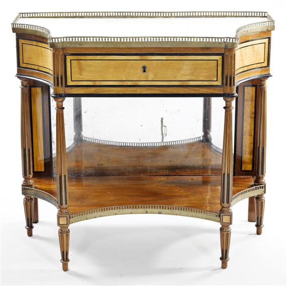 Appraisal: CONSOLE SIDE TABLE late Directoire France th cent Inlaid mahogany