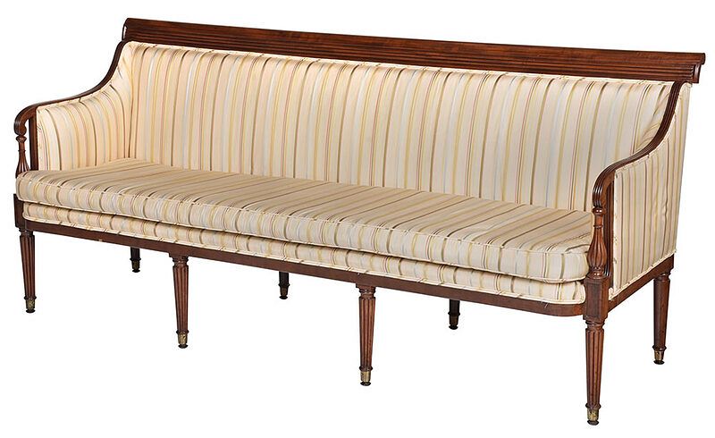 Appraisal: American Federal Figured Mahogany Sofa Middle Atlantic States probably Baltimore