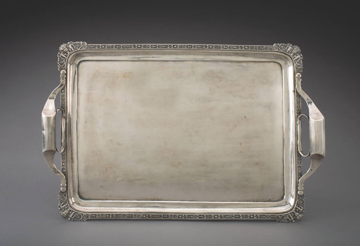 Appraisal: RUSSIAN SILVER RECTANGULAR TRAY MARK OF WIBERG MOSCOW CIRCA The