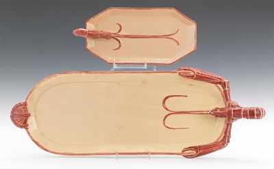 Appraisal: Two Henriot Quimper Lobster Platters C Maillard Unusually colored elongated