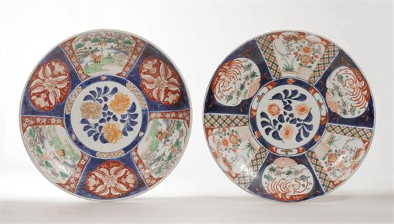 Appraisal: TWO LARGE IMARI ROUND DISHES Japan th c D and