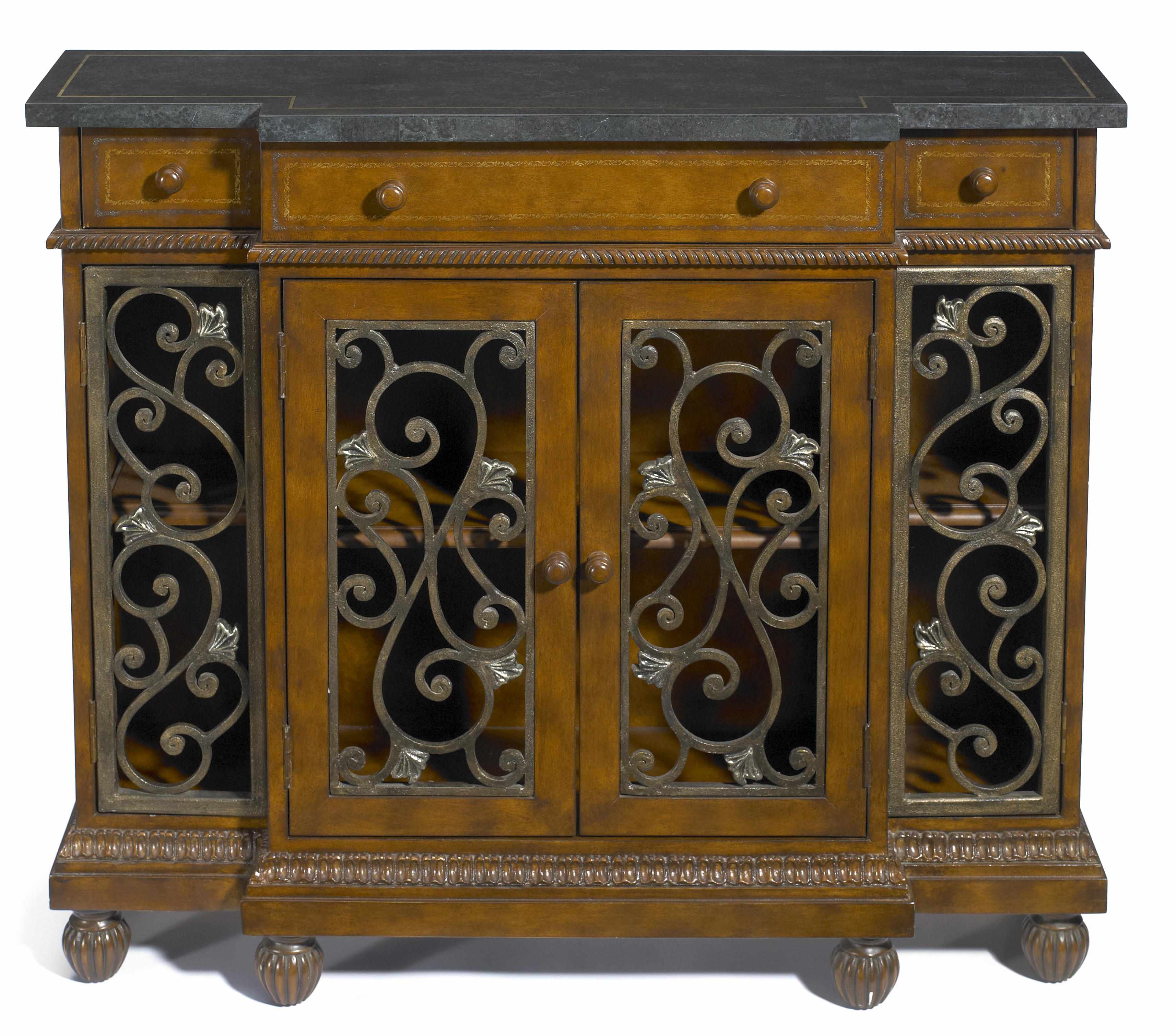 Appraisal: A William IV style wrought metal and mixed wood side