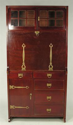 Appraisal: An Arts and Crafts stained mahogany escritoire with fall front