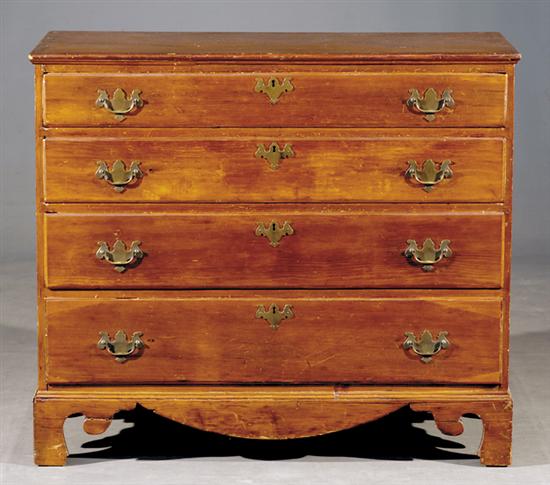 Appraisal: Country Sheraton pine chest of drawers th century rectangular form