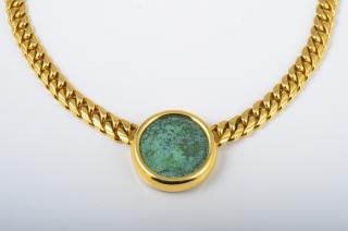 Appraisal: Bulgari Ancient Coin Gold Necklace Bulgari Roman ancient coin K