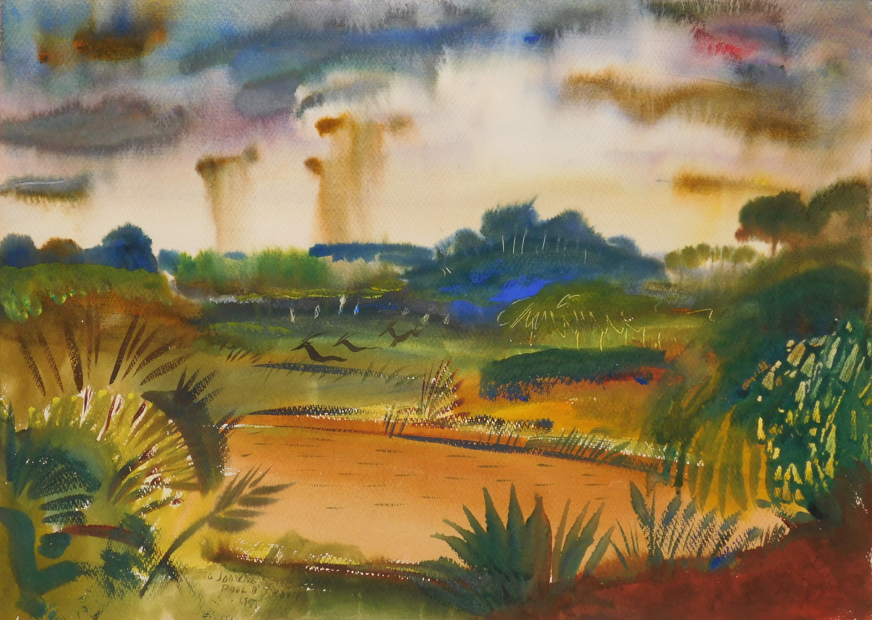 Appraisal: Paul B Travis American - African Landscape- watercolor on paper