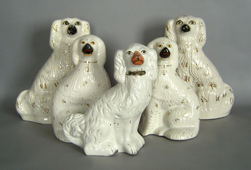 Appraisal: Five Staffordshire spaniels h - h