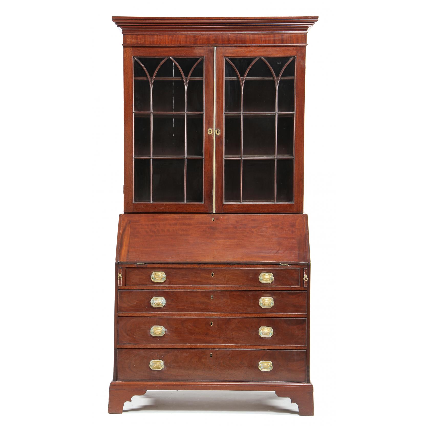 Appraisal: Chippendale Secretaire Bookcase late th century associated top and base