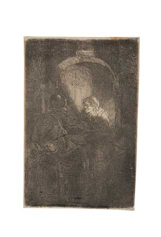 Appraisal: REMBRANDT VAN RIJN Woman at a Door Hatch Talking to