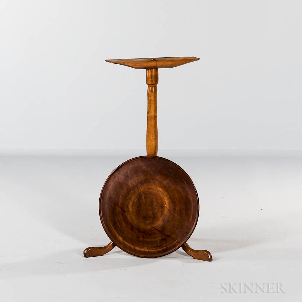 Appraisal: Chippendale Walnut and Maple Candlestand Chippendale Walnut and Maple Candlestand