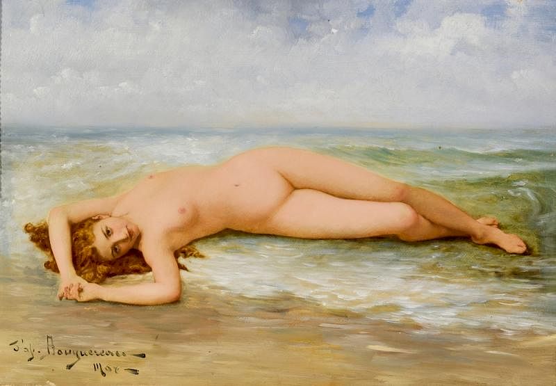 Appraisal: O C Nude Manner of Bouguereau French oil on canvas