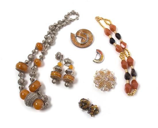 Appraisal: Sale Lot A Group of Orange Tone Costume Jewelry consisting