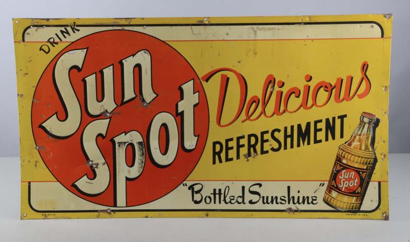 Appraisal: Sun Spot Embossed Tin Advertising Sign This single sided folded