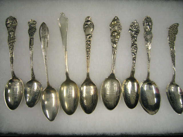 Appraisal: Sterling Silver Souvenir Spoons full size includes Asheville floral more