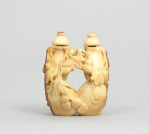 Appraisal: Carved Hornbill Ivory Double Snuff Bottle circa th Century Very