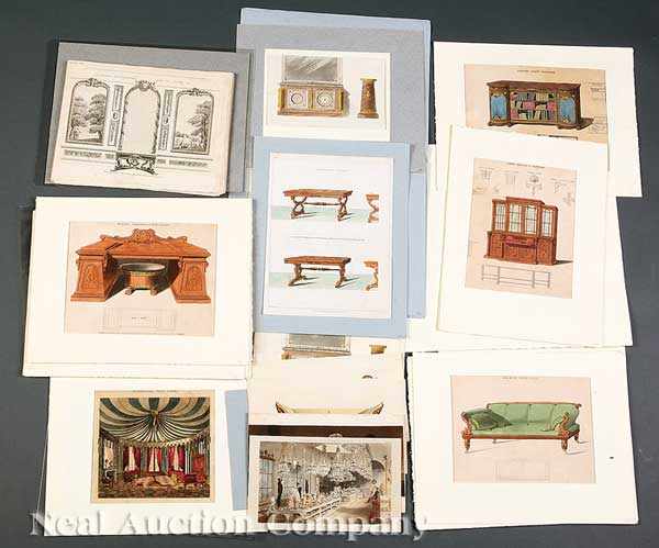 Appraisal: A Group of Antique Prints of Furniture and Interiors including