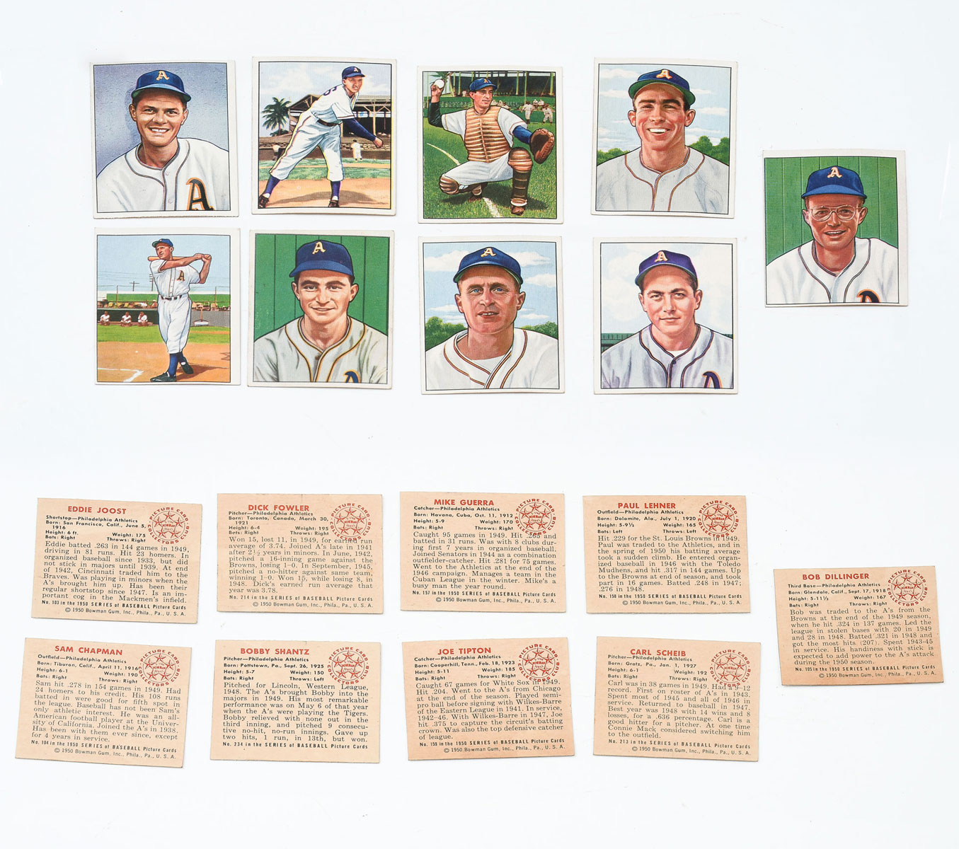 Appraisal: BOWMAN BASEBALL CARDS Paul Trout Ted Gray left two corners