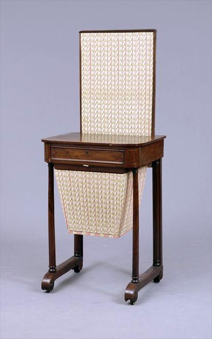 Appraisal: Regency Mahogany and Brass-Inlaid Sewing Stand x x in