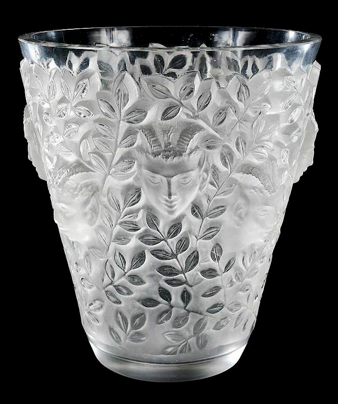 Appraisal: Lalique Silenes Glass Vase engraved Lalique France - in Provenance