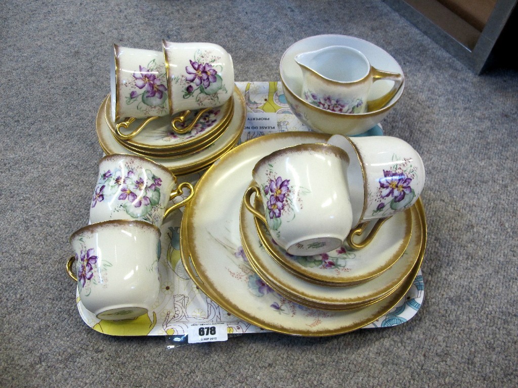 Appraisal: Tuscan teaset handpainted by a lady artist