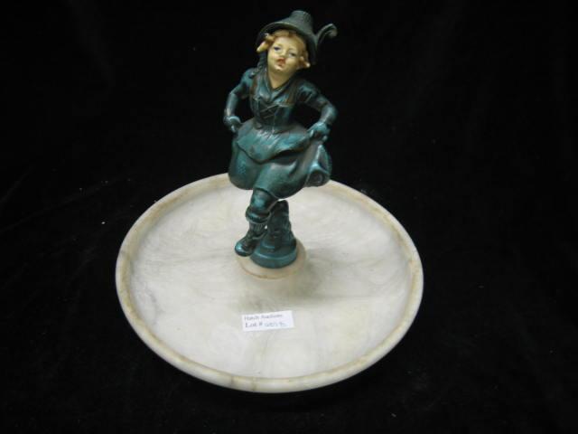 Appraisal: Art Deco Figural Candy Dish dancing girl in center alabaster