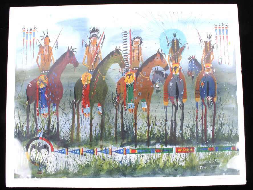 Appraisal: Original Watercolor by Crow Native Leland Stewart Included in this