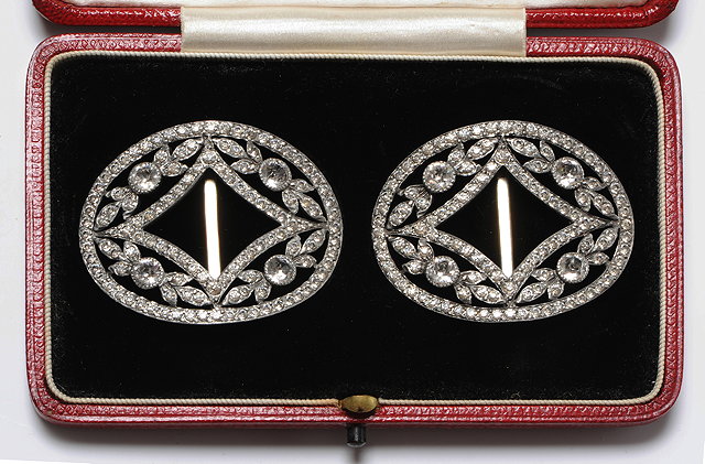 Appraisal: A PAIR OF PASTE OVAL BUCKLES in a fitted case