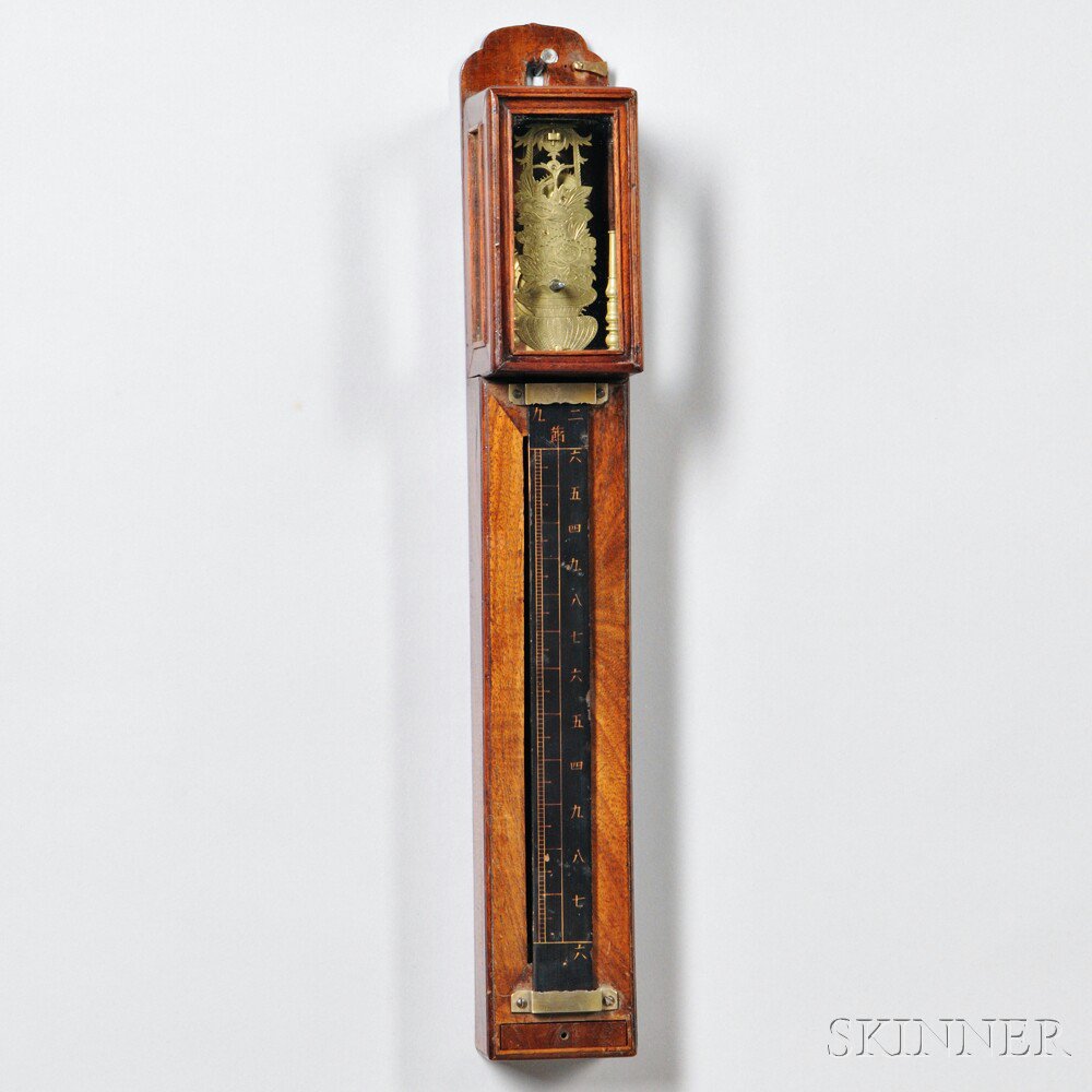 Appraisal: Japanese Shaku Dokei or Pillar Clock c traditional-style wooden case