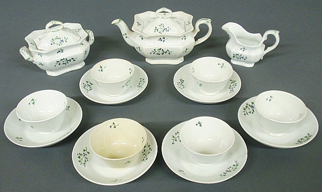 Appraisal: - Child s English porcelain sprig pattern tea service th