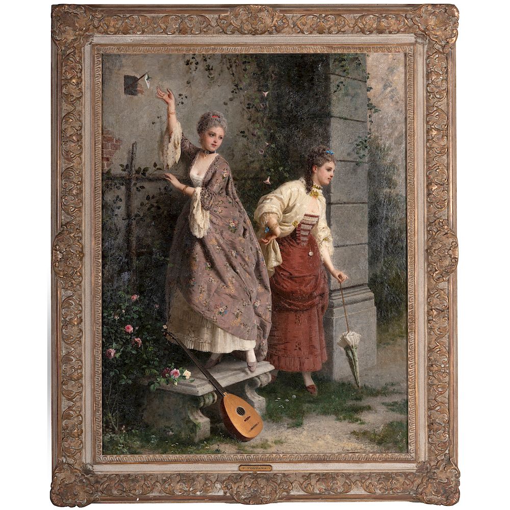 Appraisal: Ernesto Fontana - Two Women and a Musical Instrument Ernesto