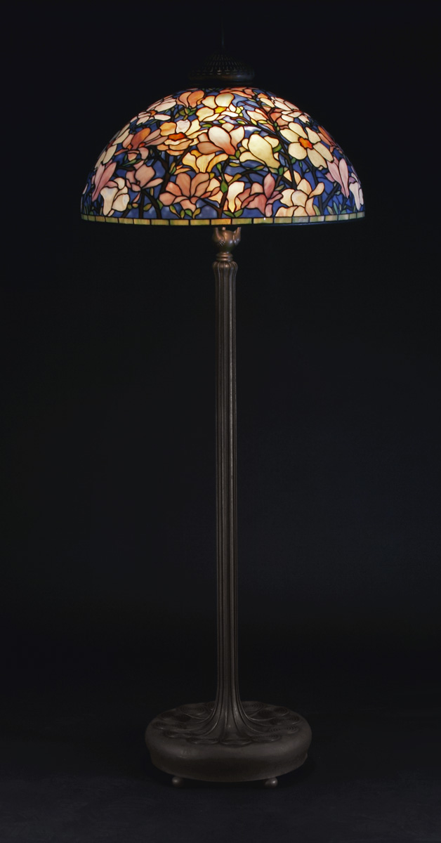 Appraisal: Sgn Tiffany Studios NY Magnolia Floor Lamp Shade numbered Base