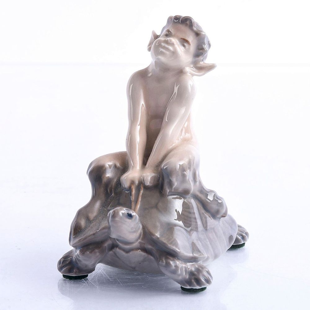 Appraisal: ROYAL COPENHAGEN FIGURINE FAUN RIDING A TORTOISE Sculptured By Christian