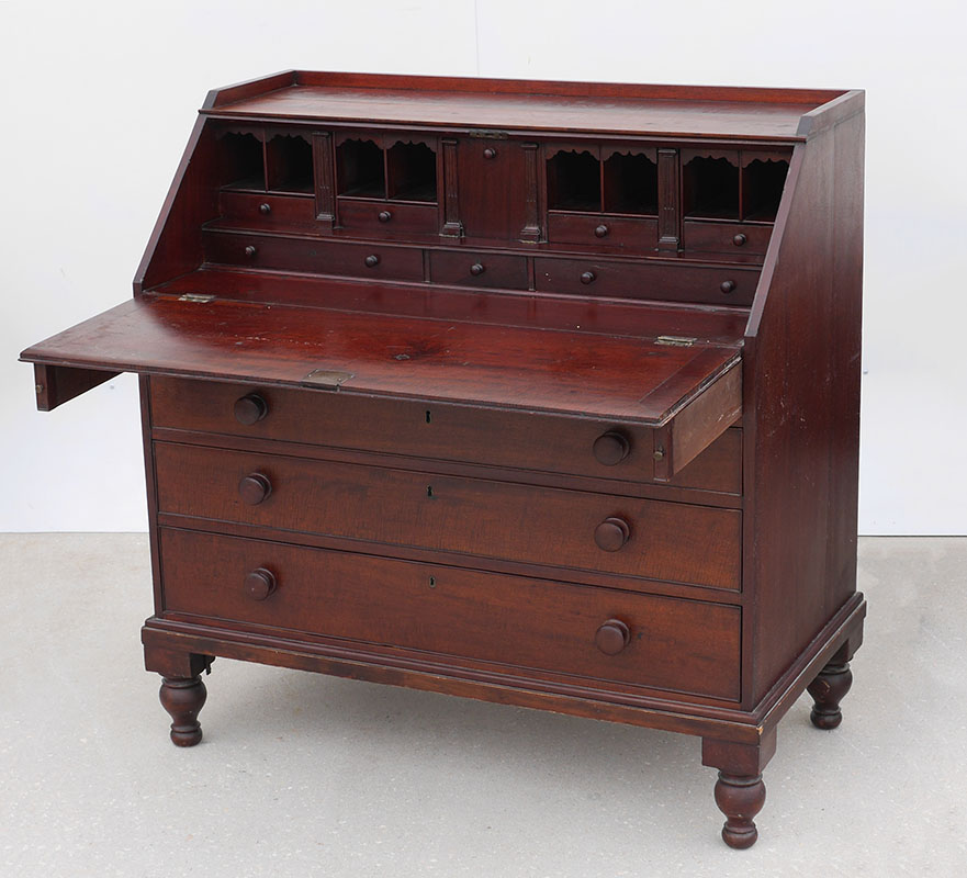 Appraisal: LARGE TH CENTURY MAHOGANY SLANT FRONT DESK Top with wood