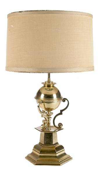 Appraisal: A Dutch Baroque style brass table lamp height in