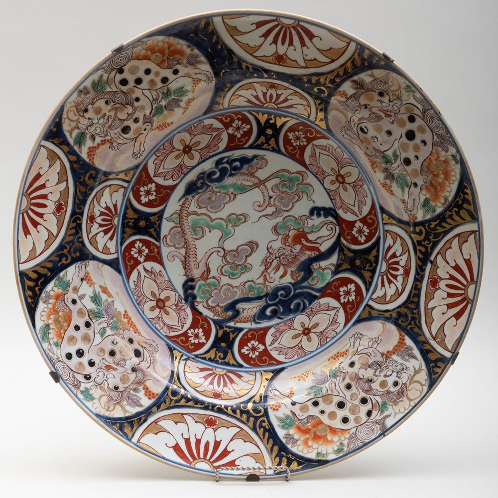 Appraisal: Large Japanese Imari Porcelain Charger in diam Condition Minor wear