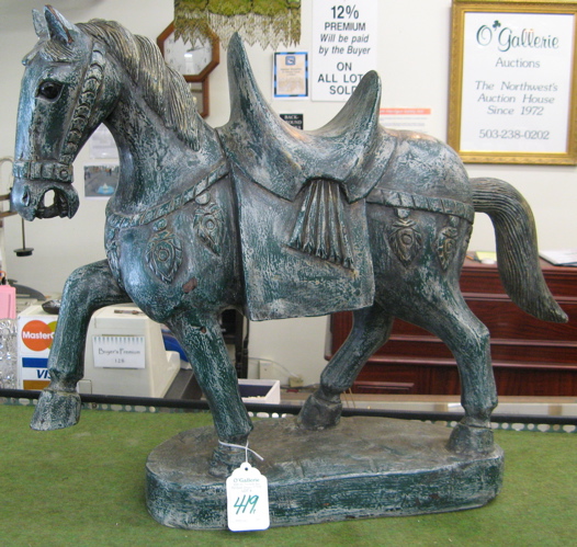 Appraisal: A LARGE TANG STYLE HORSE hand carved complete with dress