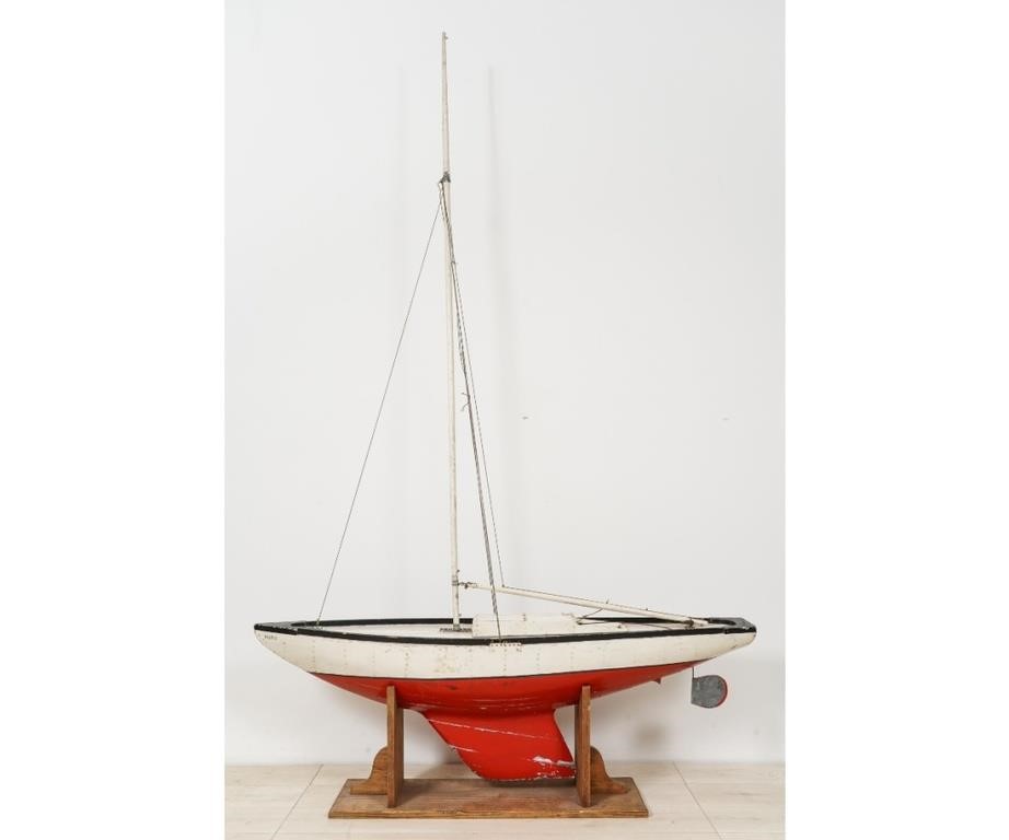 Appraisal: Large plank on frame pond boat Kiltie mounted on a