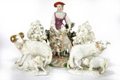 Appraisal: A pair of Derby gilt and white porcelain models of