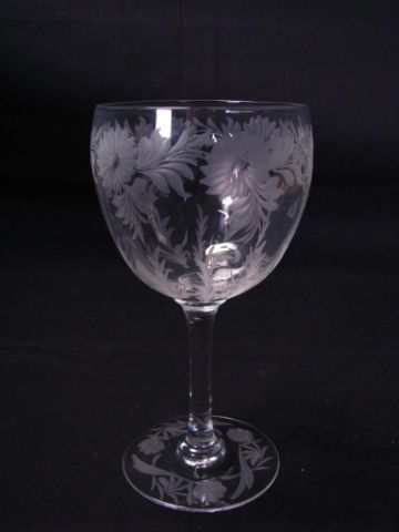 Appraisal: Set of Ten Libbey Etched Crystal Goblets with floral motif