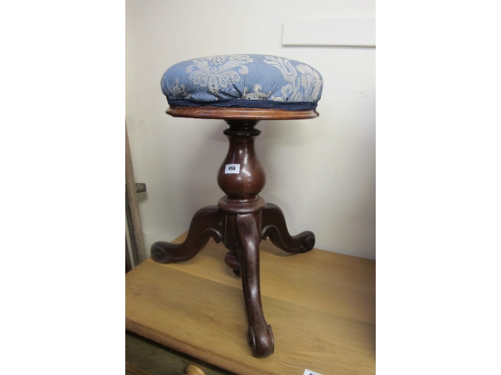 Appraisal: Victorian mahogany revolving piano stool