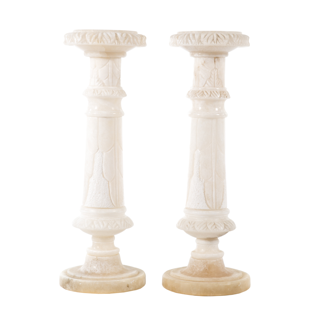 Appraisal: Pair of carved alabaster pedestals in H