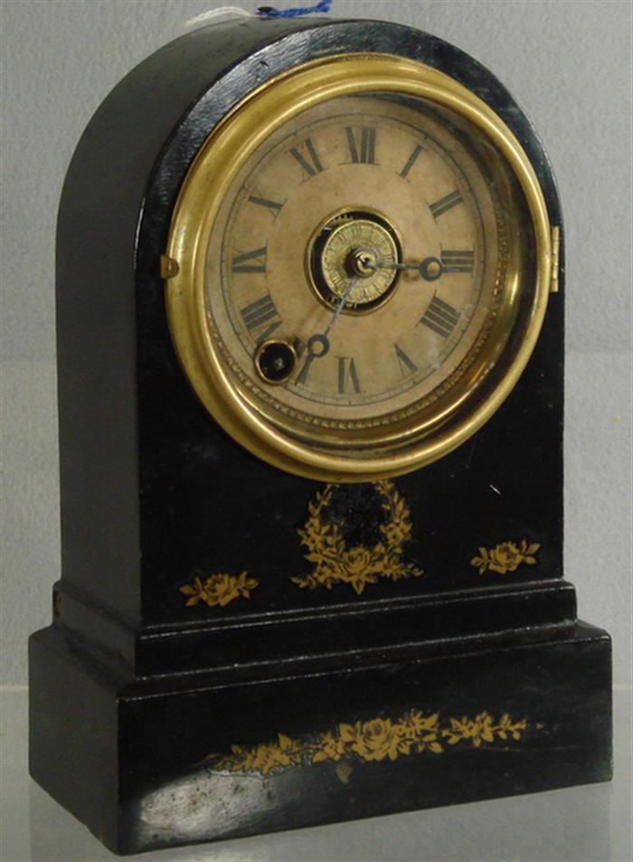 Appraisal: Terry Clock Co day striking alarm clock black painted iron