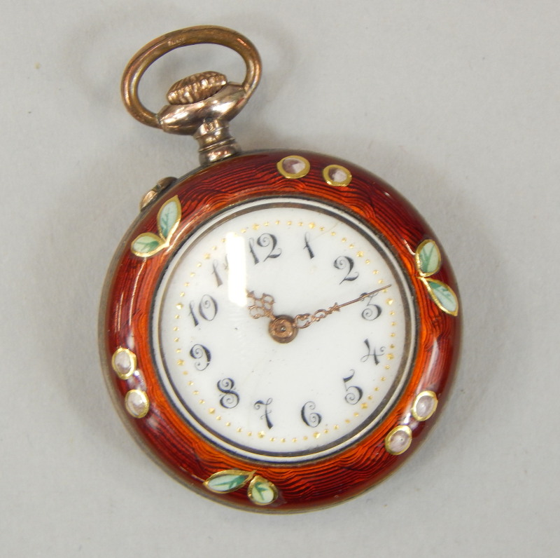 Appraisal: An early thC enamel fob watch having ceramic dial with