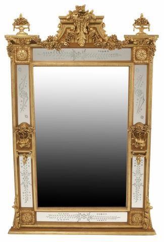 Appraisal: French Neoclassical style carved giltwood mirror approx h w d