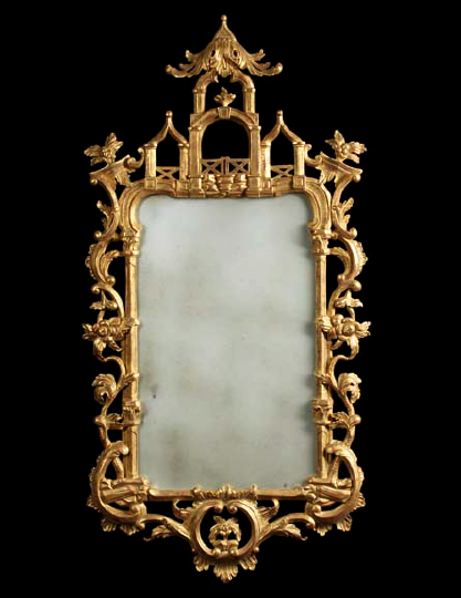 Appraisal: George III-Style Giltwood Looking Glass in the Chippendale taste the