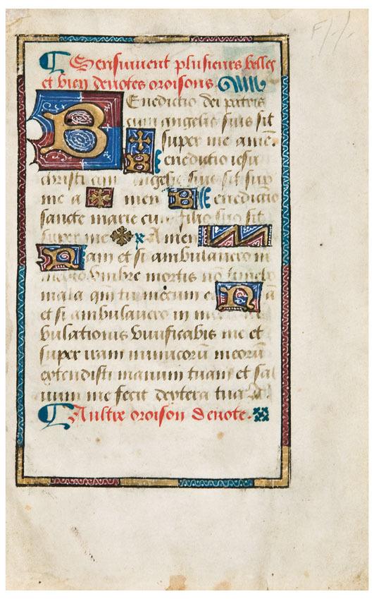 Appraisal: A PRAYER BOOK in French France early th Century illuminated