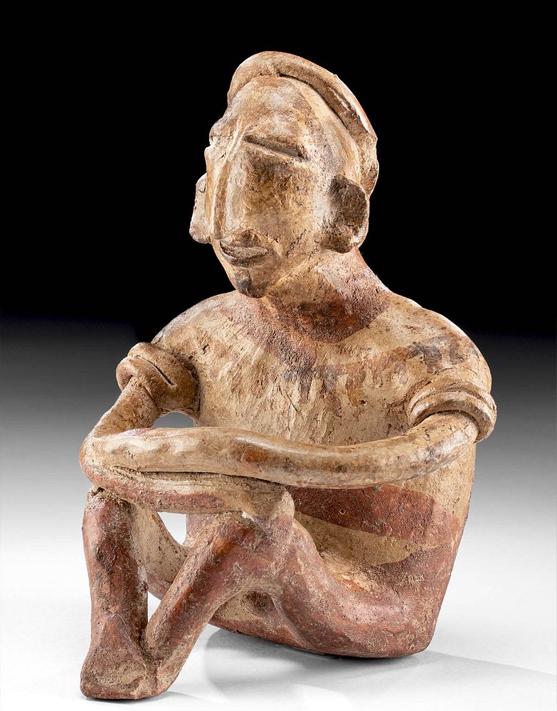 Appraisal: Jalisco Seated Male Figure Ex Ron Messick Pre-Columbian West Mexico